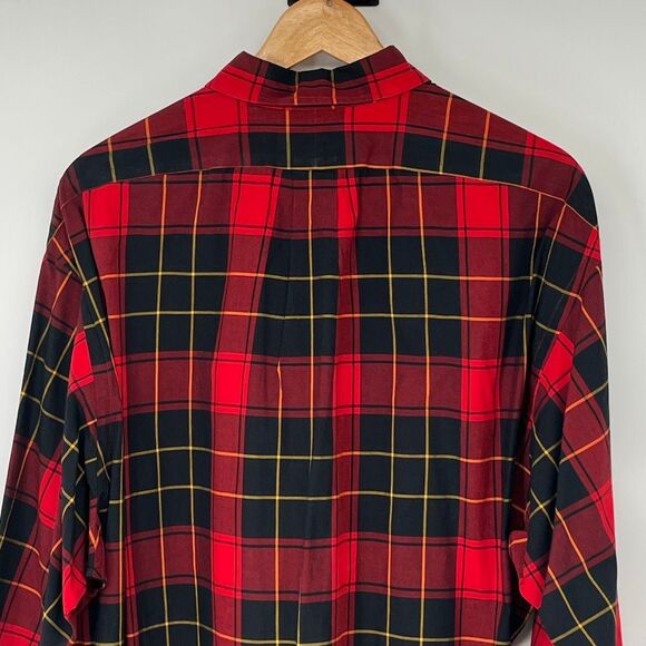 RALPH LAUREN Shirt Men's XL Red Black Plaid Check Crest Long Sleeve Button Down - Picture 10 of 11